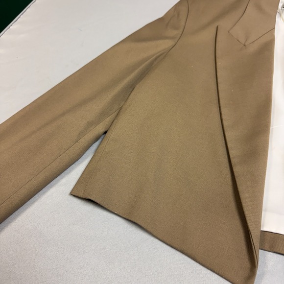 ZARA Cropped Lapel Blazer Taupe Brown Tailored Blazer Open Front Womens Academia - Picture 15 of 16